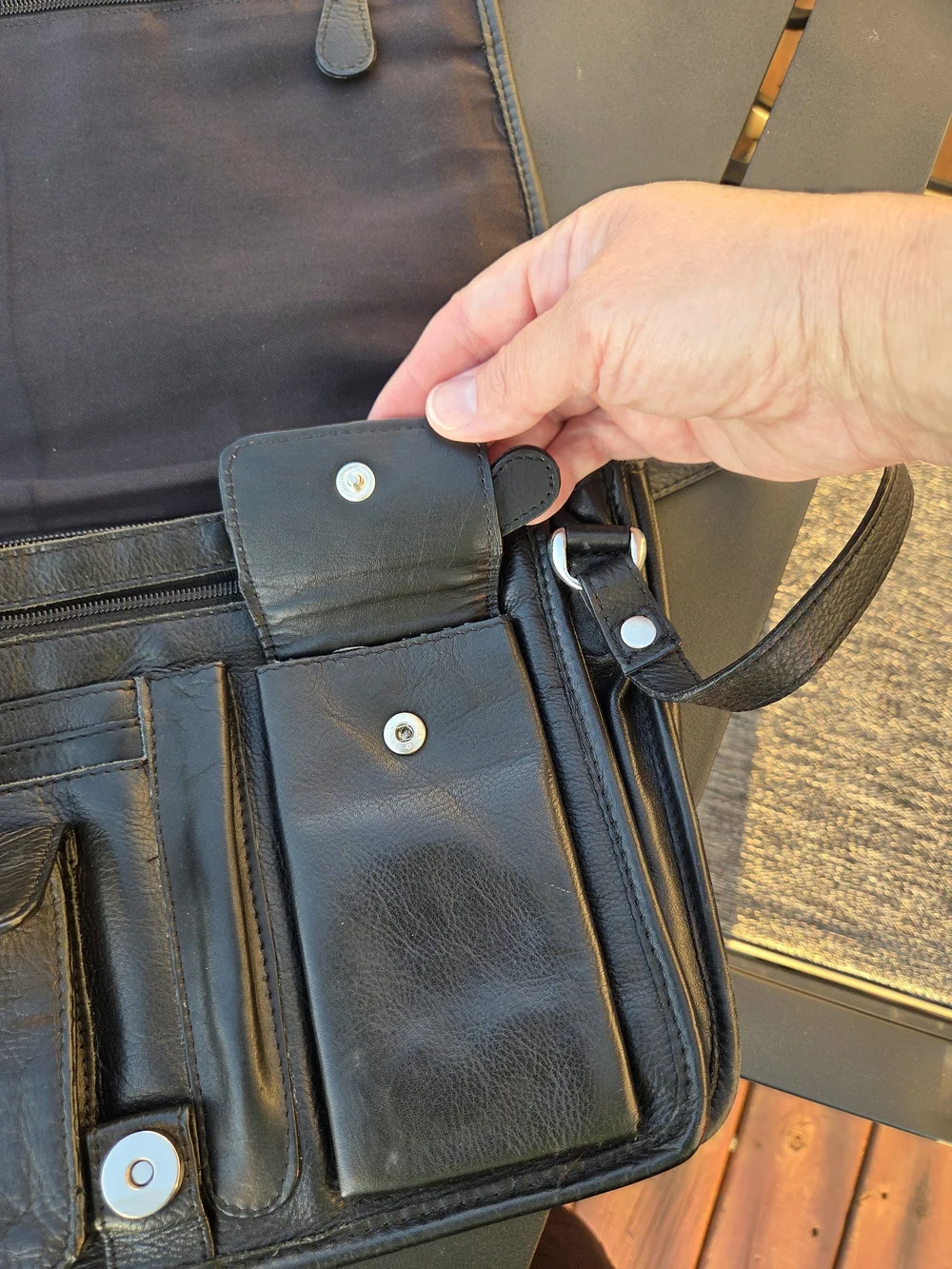 Classic Black Leather Crossbody Bag for Men